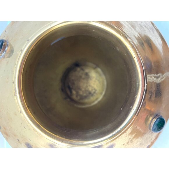 Vintage Bombay Company Brass Planter MCM Boho Flared Shape Glass Accents - Picture 9 of 9